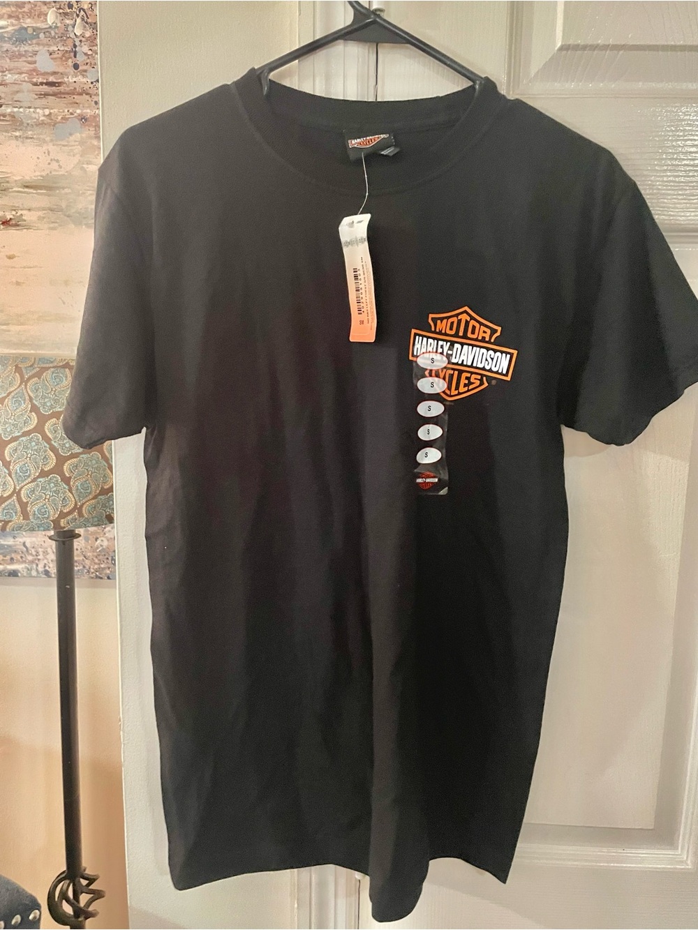 Harley-Davidson Black Short-Sleeve Tee with Orange Shield Logo